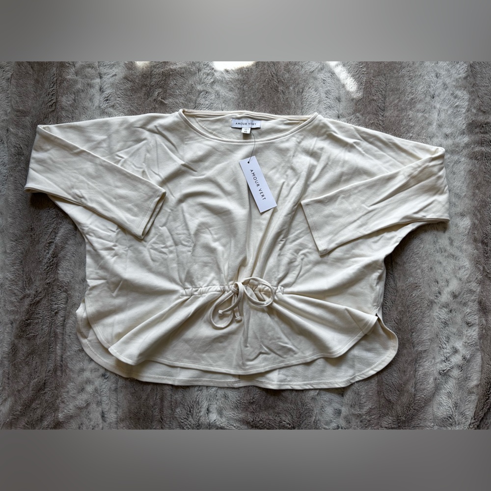 NWT Amour Vert Rhea Zero Waste Sweatshirt Salt O/S - Picture 4 of 7